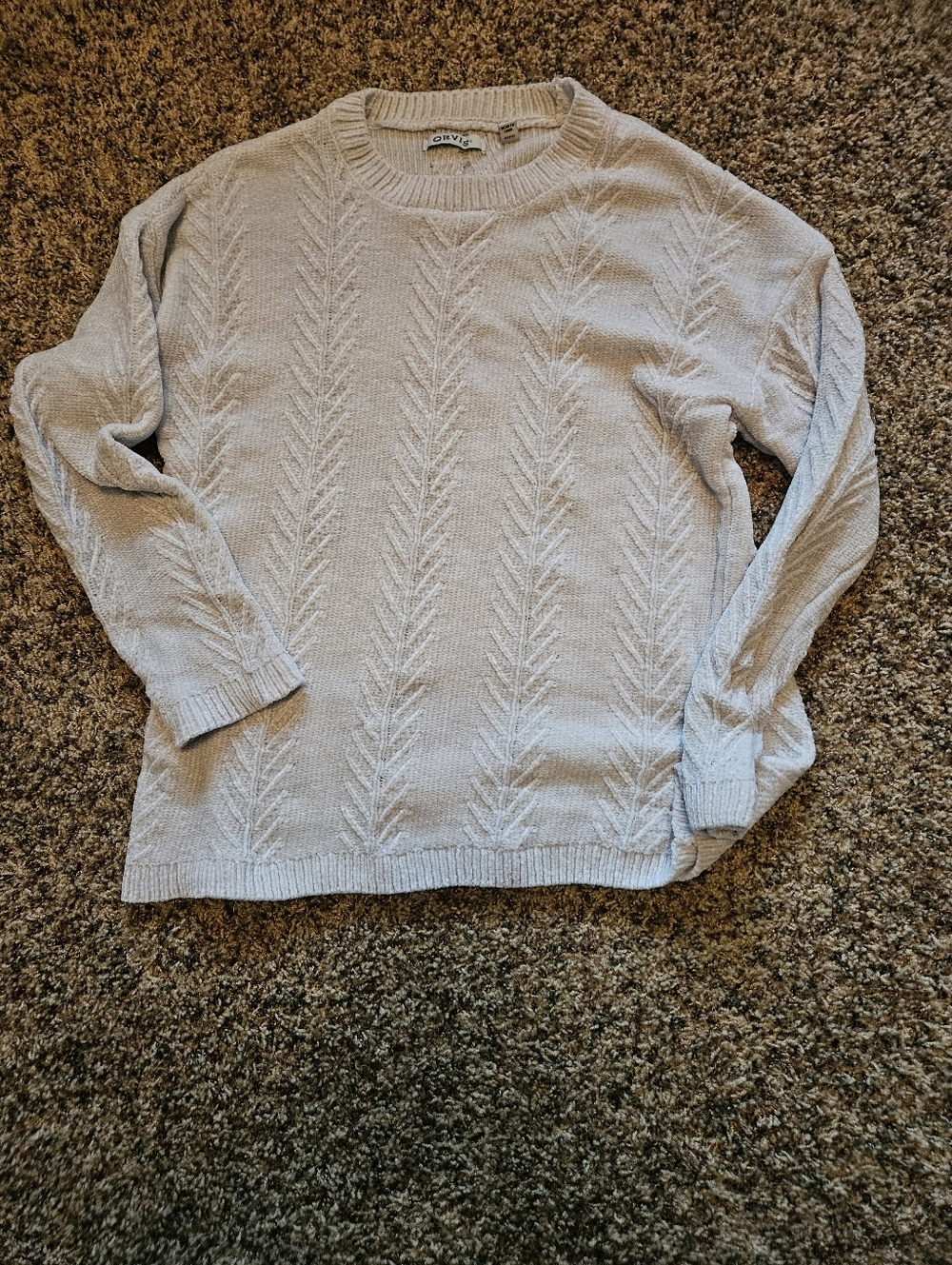 Orvis Light Cream Cable-Textured Scoop Neck Sweater